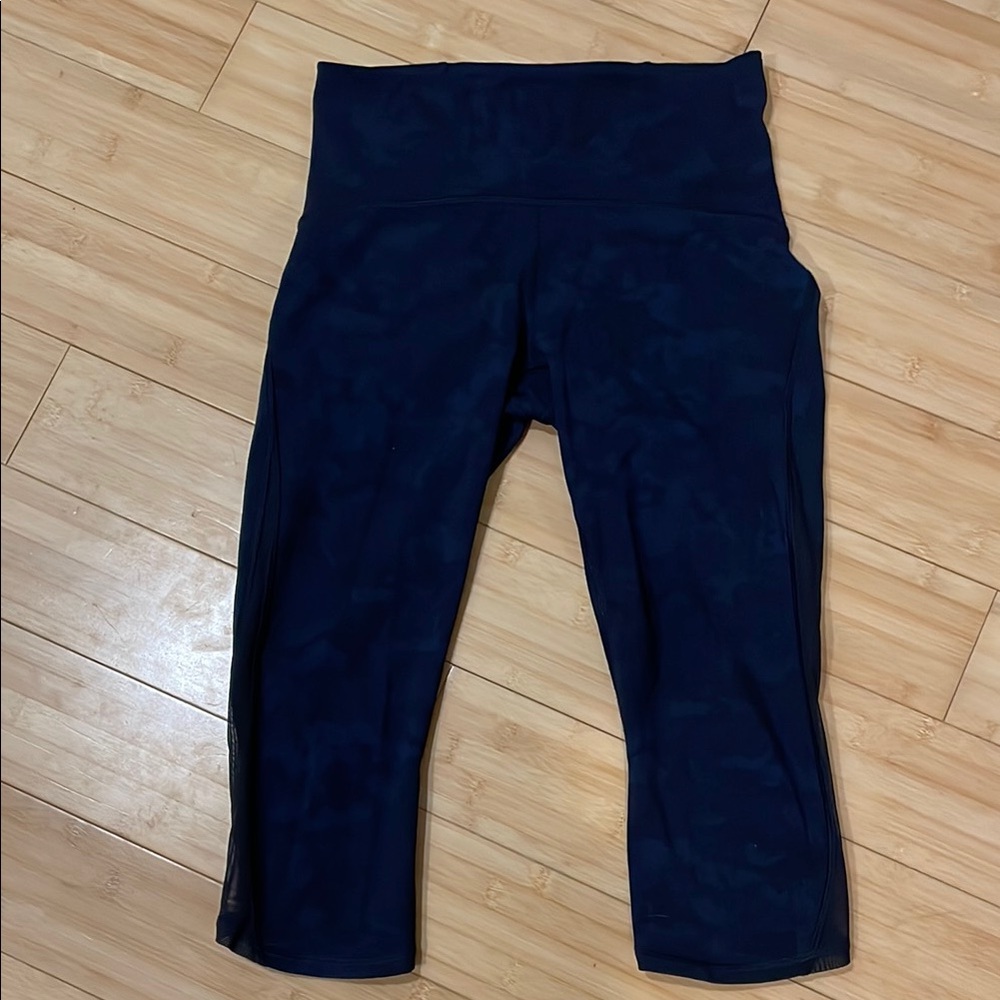 Lululemon Train Times Crop Camouflaged Midnight Navy Black Leggings